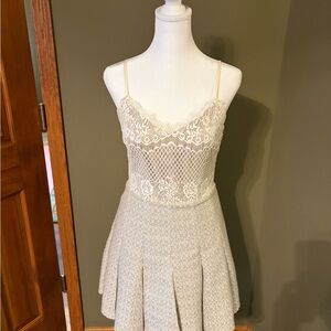 Greylin Lace-Trimmed Top and Lace Pleats Dress